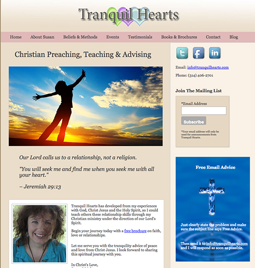 Tranquil Hearts homepage